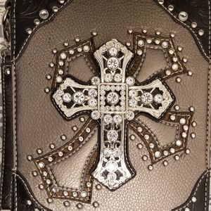 Dark Brown Leather and Pewter Bible cover